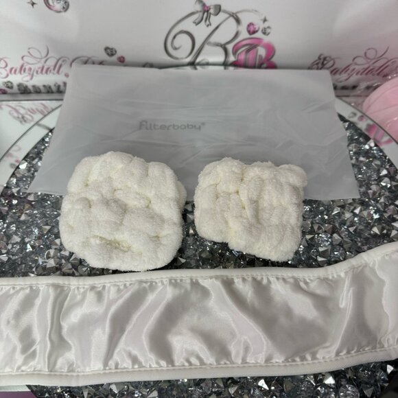 Filterbaby skincare headband and wrist cuffs for washing your face skincare spa